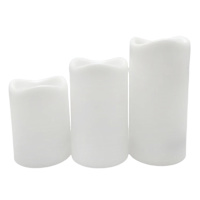 3-Pack White All Weather LED Pillar Candles, 3x4/3x5/3x6