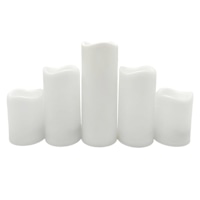 5-Pack White All Weather LED Pillar Candles, 3x4/3x6/3x8