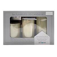 3-Pack Ivory LED Pillar Candles, 3x4/3x5/3x6