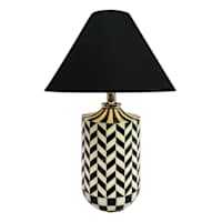 Black & White Chevron Small Table Lamp with Empire Shade, 20"