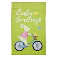 Homespun Easter Bunny Easter Greetings Yard Flag, 18"