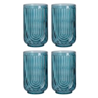 Apollo Set of 4 Blue Highball Glasses, 17oz