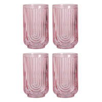 Apollo Set of 4 Blush Pink Highball Glasses, 17oz