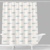 Blue Blockprint Fish Shower Curtain, 72"
