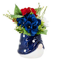 Sunny Club Patriotic Hydrangea in Gnome Pot, 10"