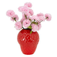 Pink Zinna in Strawberry Pot, 12"
