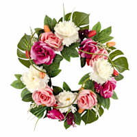 Pink & White Rose & Peony Wreath, 24"