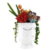 Succulent Mix in Face Vessel, 9.5"