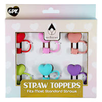 6-Pack Heart Straw Toppers