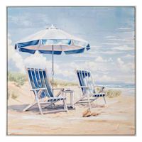 Honeybloom Framed Beach Chairs Canvas Wall Art, 24"