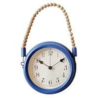 Honeybloom Navy Blue Metal Wall Clock, 9x14