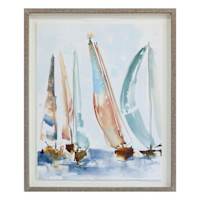 Honeybloom Glass Framed Sailboats Print Wall Art, 24x30