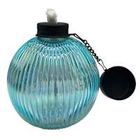 Blue Iridescent Glass Table Torch