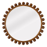 Wood Beaded Round Wall Mirror, 30"