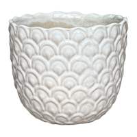 Indoor White Scalloped Planter, Medium