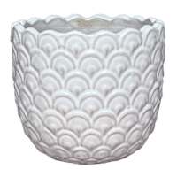 Indoor White Scalloped Planter, Medium