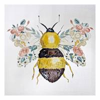 Floral Bee Canvas Wall Art, 12"