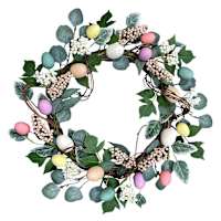 Honeybloom Cream, Purple & Green Floral Egg Wreath, 22"