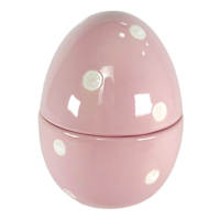 Homespun Easter Pink & White Polka Dot Ceramic Egg Jar, 7"