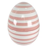 Homespun Easter Pink & White Striped Ceramic Egg Jar, 7"