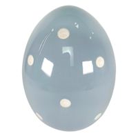 Homespun Easter Blue & White Polka Dot Ceramic Egg, 7"