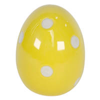 Homespun Easter Yellow & White Polka Dot Ceramic Egg, 4"
