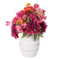 Pink Flower Arrangement in Vintage Ceramic Vase, 19"