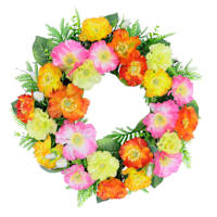 Multicolor Poppy & Thistle Spiral Vine Wreath, 22"