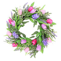 Tulip & Lavender Grapevine Wreath, 22"