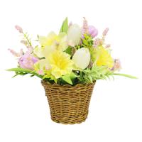 Daffodil & Tulips Arrangement in Basket, 13"