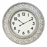 Carved Wooden Wall Clock, 24"