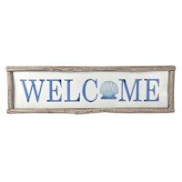 Honeybloom Blue Metal & Wood Beach House Wall Décor, 38x3