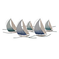 Honeybloom Blue Metal Boat Wall Decor, 40x15