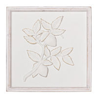 Providence White Wooden Wall Decor with Leaf, 12"