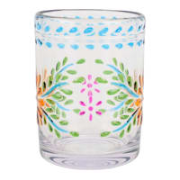 Acrylic Multicolor Embossed Clear Double Old Fashioned Glass