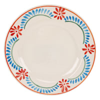 11In White Floral Rim Melamine Dinner Plate