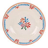 9In White Floral Rim Melamine Salad Plate
