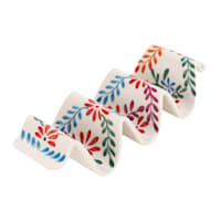 Set of 2 White Floral Taco Holders, 7x3