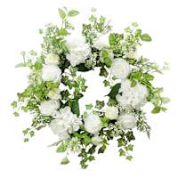 Rose, Hydrangea & Leaves Wreath, 22"