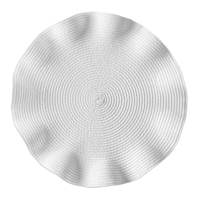 White Victorian Ruffled Round Placemat, 15"