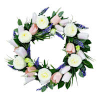 White & Pink Tulip Wreath, 24"