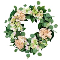 Green & Pink Hydrangea Wreath, 24"