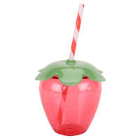Oh Joy! Strawberry Cup with Straw, 16oz