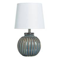 Honeybloom Navy Ceramic Ribbed Small Lamp, 14"