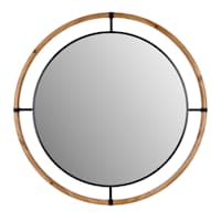 Honeybloom Metal & Wood Round Wall Mirror, 36"