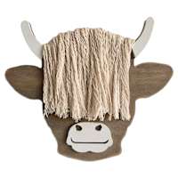 Cow Wooden Wall Plaque with Tassels, 10"