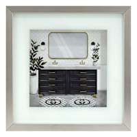 Glass Framed Bath Print Wall Art, 13"