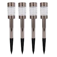 4-Pack 6-Lumen Solar Gunmetal Round Steel Solar Pathway Lights