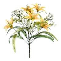 Yellow Tiger Lily & Queen Anne's Lace Bush, 18"