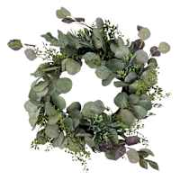 Eucalyptus Leaf Wreath with Podocarpus, 21"